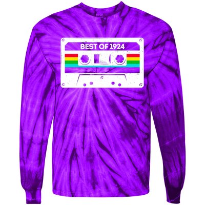 Best Of 1924 Retro 100th Birthday Mixtape Tie-Dye Long Sleeve Shirt