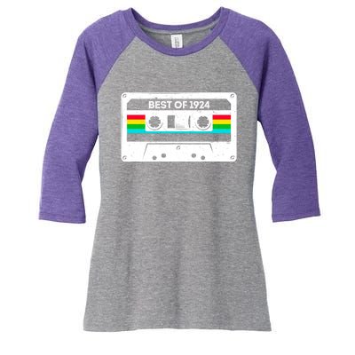 Best Of 1924 Retro 100th Birthday Mixtape Women's Tri-Blend 3/4-Sleeve Raglan Shirt