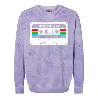 Best Of 1934 Retro 90th Birthday Mixtape Colorblast Crewneck Sweatshirt