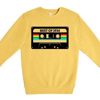 Best Of 1934 Retro 90th Birthday Mixtape Premium Crewneck Sweatshirt