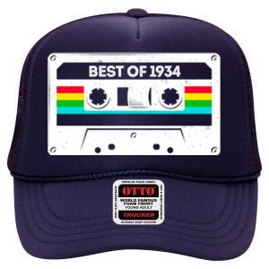 Best Of 1934 Retro 90th Birthday Mixtape High Crown Mesh Back Trucker Hat