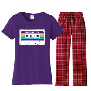 Best Of 1934 Retro 90th Birthday Mixtape Women's Flannel Pajama Set