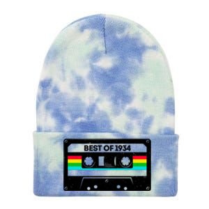 Best Of 1934 Retro 90th Birthday Mixtape Tie Dye 12in Knit Beanie