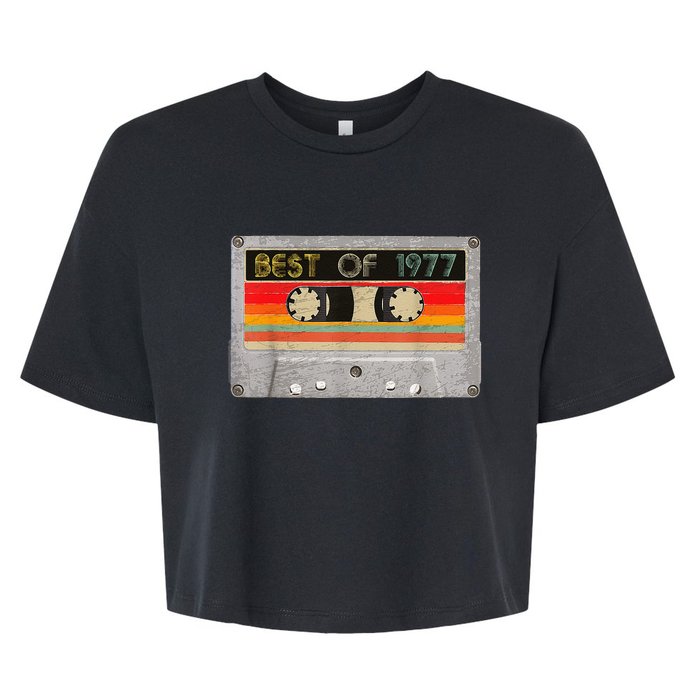 Best Of 1977 46th Birthday Gift Cassette Tape Vintage Bella+Canvas Jersey Crop Tee