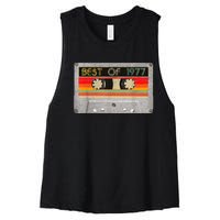 Best Of 1977 46th Birthday Gift Cassette Tape Vintage Women's Racerback Cropped Tank