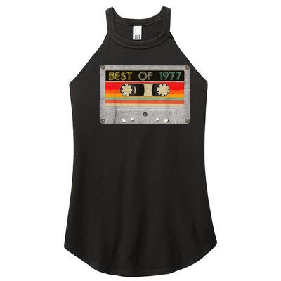 Best Of 1977 46th Birthday Gift Cassette Tape Vintage Women's Perfect Tri Rocker Tank