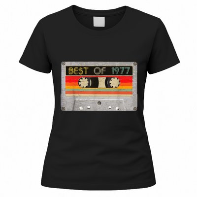 Best Of 1977 46th Birthday Gift Cassette Tape Vintage Women's T-Shirt