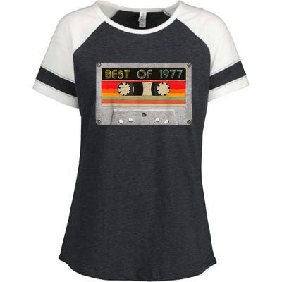 Best Of 1977 46th Birthday Gift Cassette Tape Vintage Enza Ladies Jersey Colorblock Tee