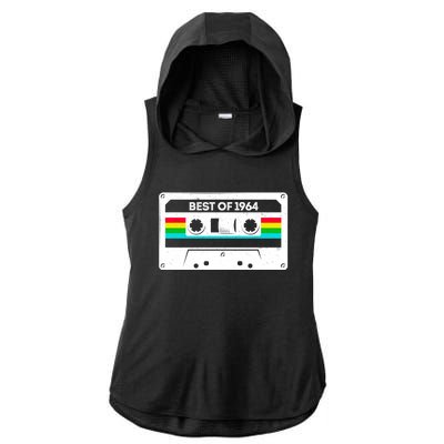 Best Of 1964 Retro 60th Birthday Mixtape Ladies PosiCharge Tri-Blend Wicking Draft Hoodie Tank