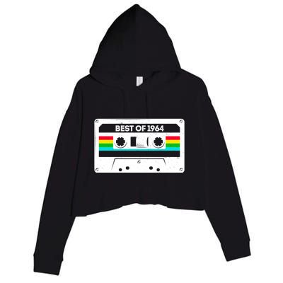 Best Of 1964 Retro 60th Birthday Mixtape Crop Fleece Hoodie