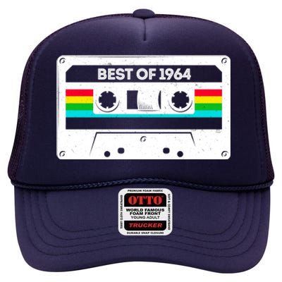 Best Of 1964 Retro 60th Birthday Mixtape High Crown Mesh Back Trucker Hat