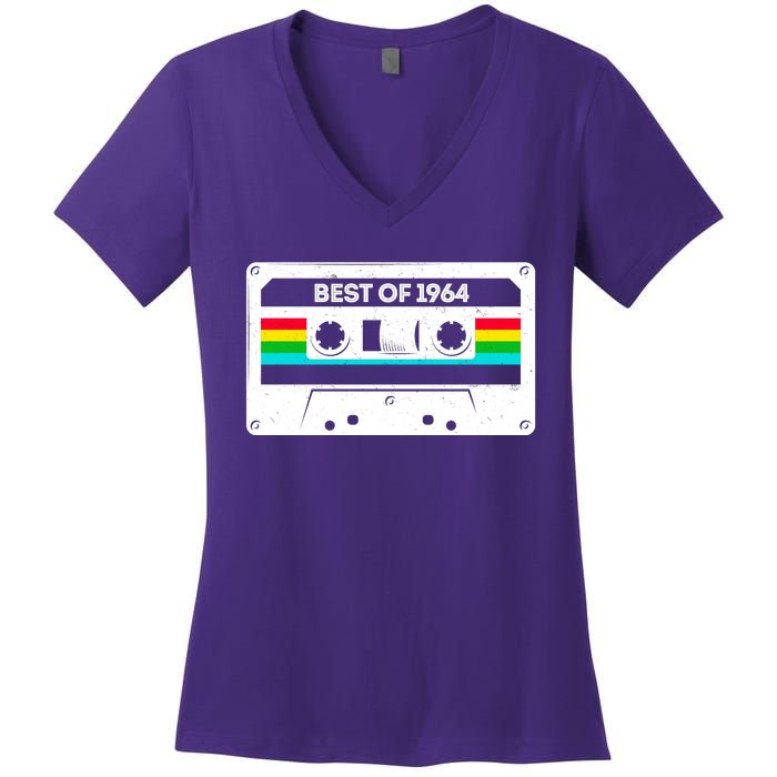 Best Of 1964 Retro 60th Birthday Mixtape Women's V-Neck T-Shirt