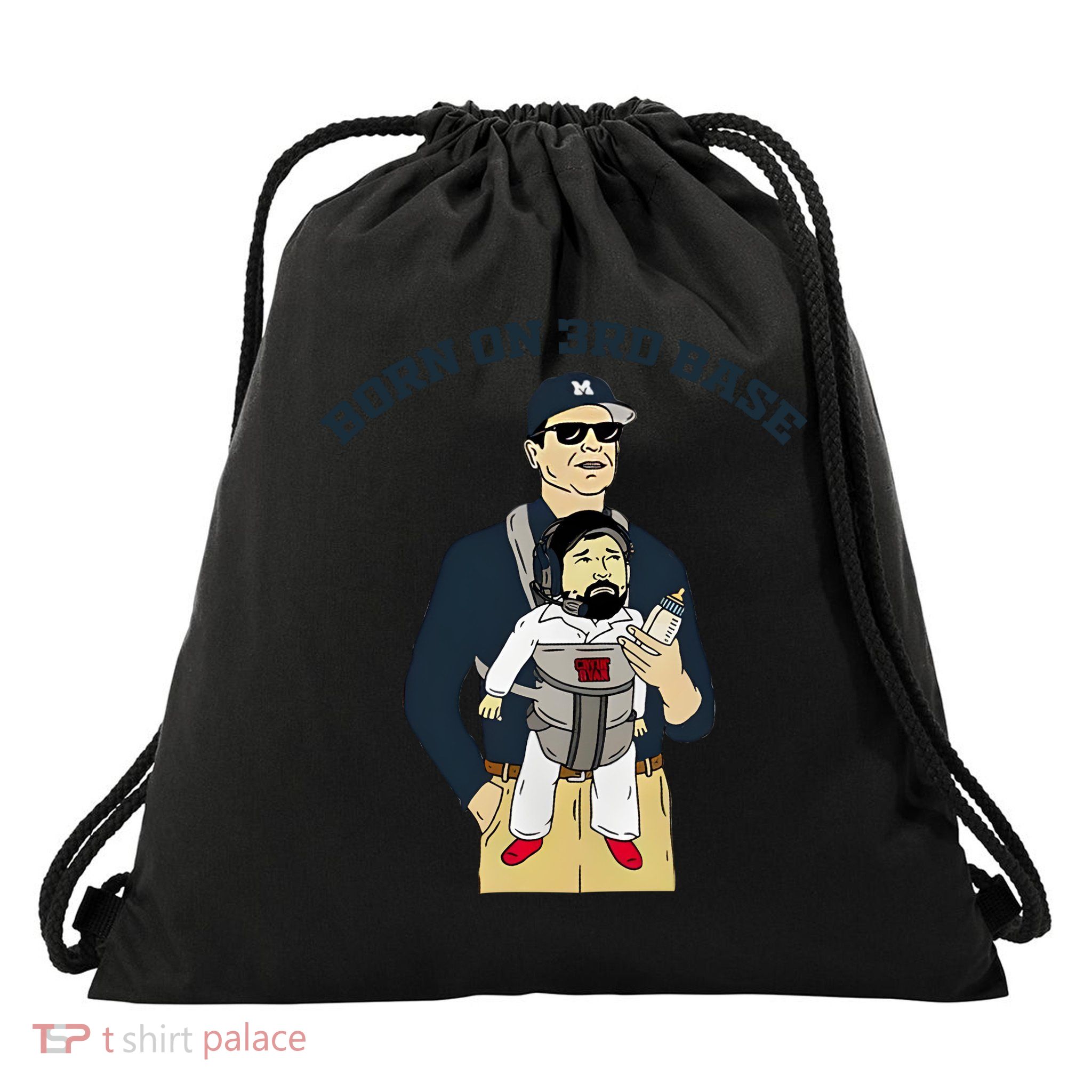 Born On 3rd Base Drawstring Bag