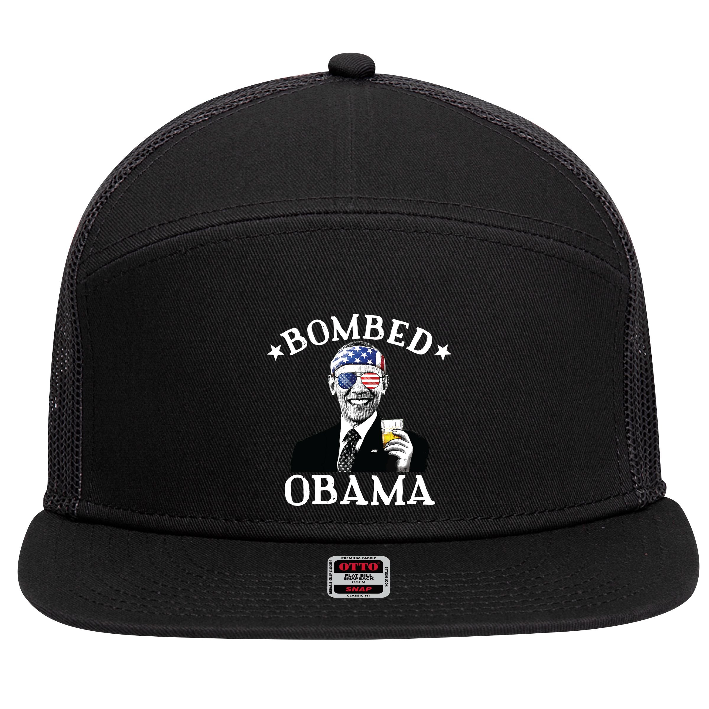 Bombed Obama 4th Of July Drinking President Barack Obama 7 Panel Mesh Trucker Snapback Hat