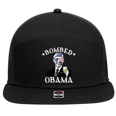 Bombed Obama 4th Of July Drinking President Barack Obama 7 Panel Mesh Trucker Snapback Hat