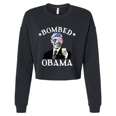 Bombed Obama 4th Of July Drinking President Barack Obama Cropped Pullover Crew