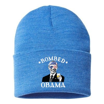 Bombed Obama 4th Of July Drinking President Barack Obama Sustainable Knit Beanie