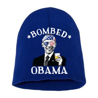 Bombed Obama 4th Of July Drinking President Barack Obama Short Acrylic Beanie