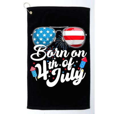 Born On 4th Of July Birthday Sunglasses Fireworks Patriotic Golf Towel
