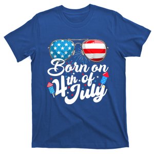 Born On 4th Of July Birthday Sunglasses Fireworks Patriotic T-Shirt