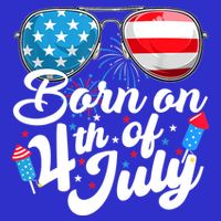 Born On 4th Of July Birthday Sunglasses Fireworks Patriotic Premium T-Shirt