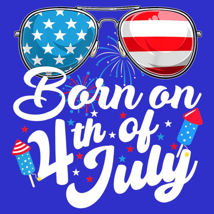 Born On 4th Of July Birthday Sunglasses Fireworks Patriotic Premium T-Shirt