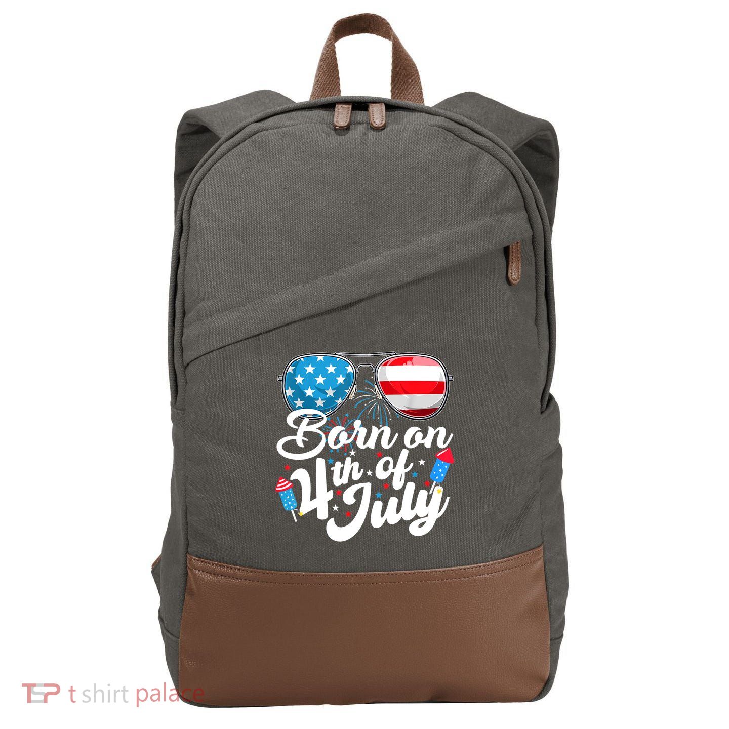 Born On 4th Of July Birthday Sunglasses Fireworks Patriotic Cotton Canvas Backpack
