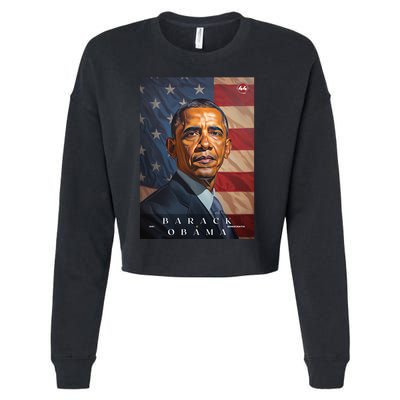 Barack Obama 44th President Of The United States Portrait Cropped Pullover Crew