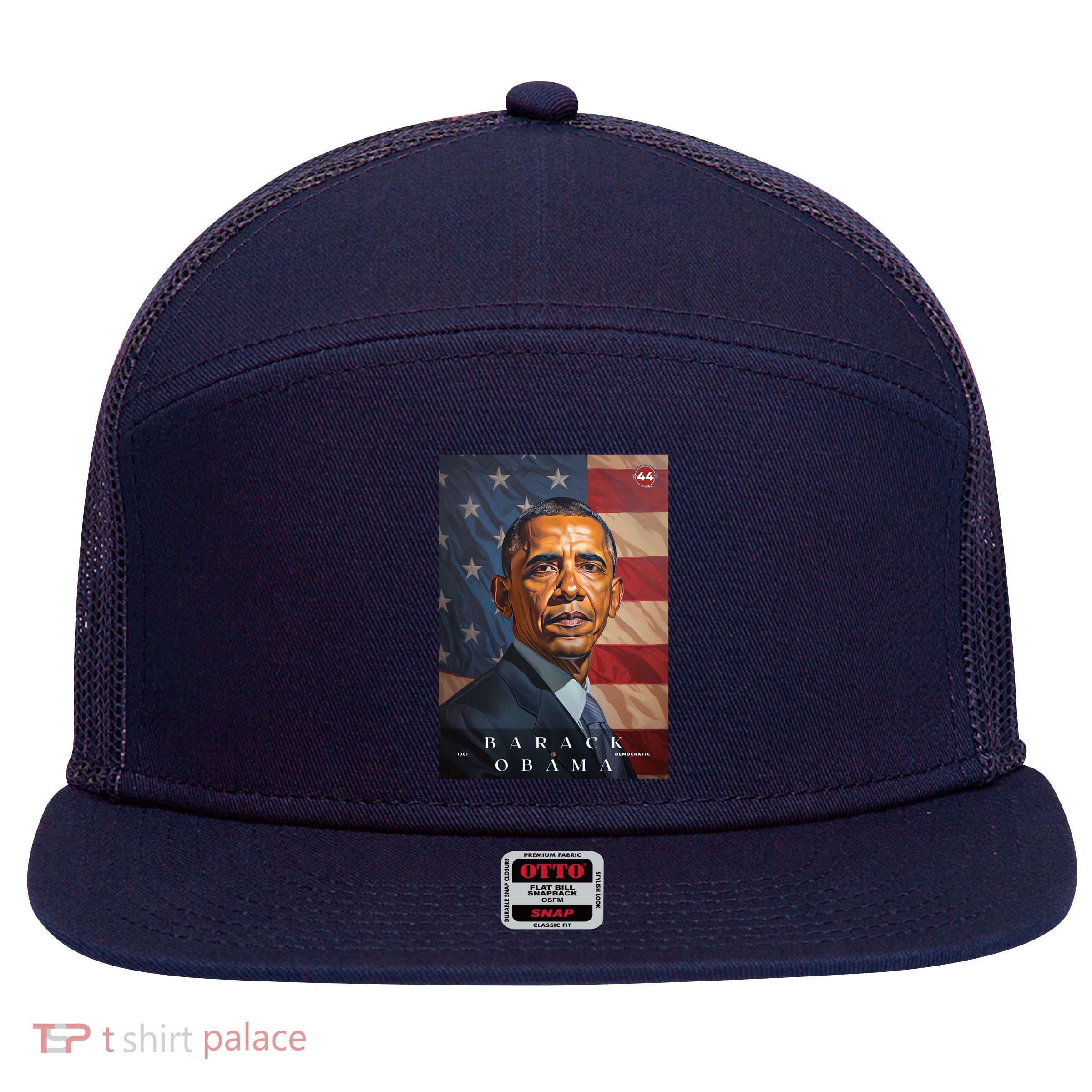 Barack Obama 44th President Of The United States Portrait 7 Panel Mesh Trucker Snapback Hat