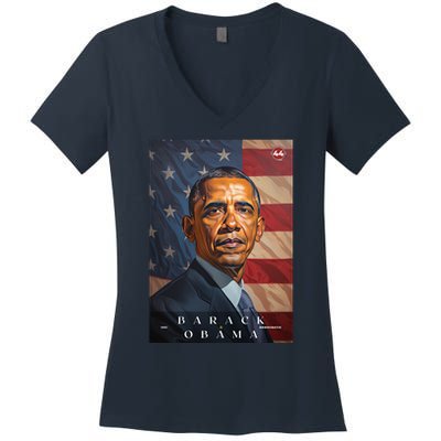 Barack Obama 44th President Of The United States Portrait Women's V-Neck T-Shirt