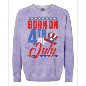 Born On 4th Of July Birthday Cool Patriotic American Colorblast Crewneck Sweatshirt