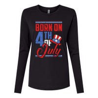 Born On 4th Of July Birthday Cool Patriotic American Womens Cotton Relaxed Long Sleeve T-Shirt