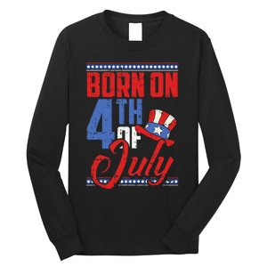 Born On 4th Of July Birthday Cool Patriotic American Long Sleeve Shirt