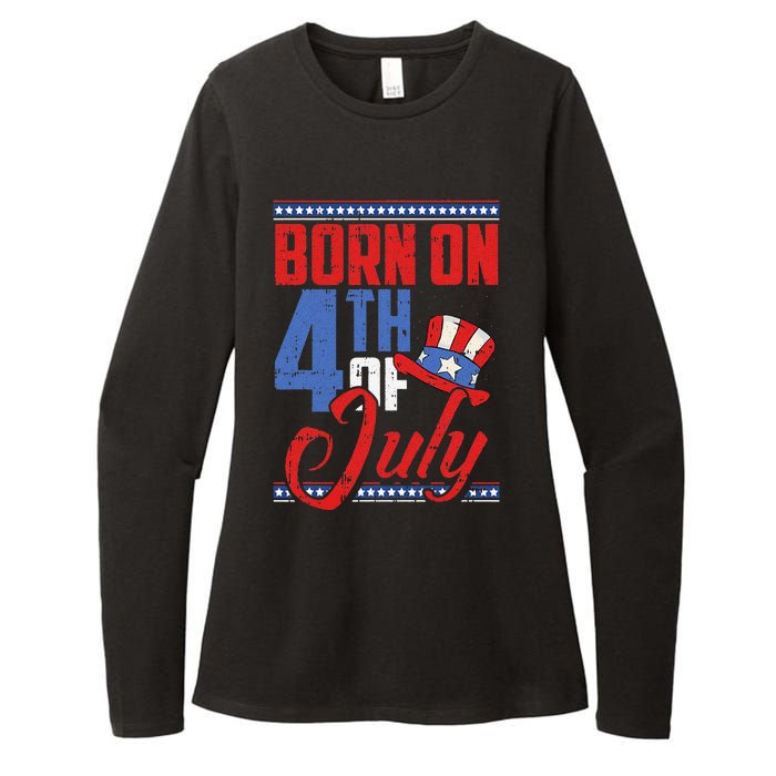 Born On 4th Of July Birthday Cool Patriotic American Womens CVC Long Sleeve Shirt