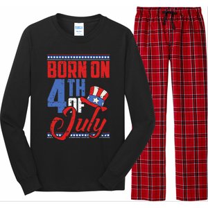 Born On 4th Of July Birthday Cool Patriotic American Long Sleeve Pajama Set