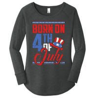 Born On 4th Of July Birthday Cool Patriotic American Women's Perfect Tri Tunic Long Sleeve Shirt