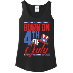 Born On 4th Of July Birthday Cool Patriotic American Ladies Essential Tank