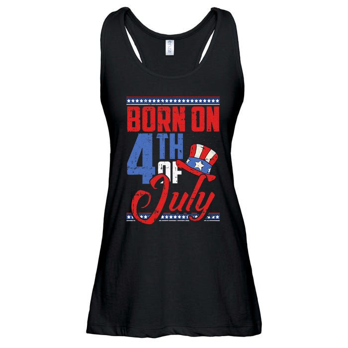 Born On 4th Of July Birthday Cool Patriotic American Ladies Essential Flowy Tank