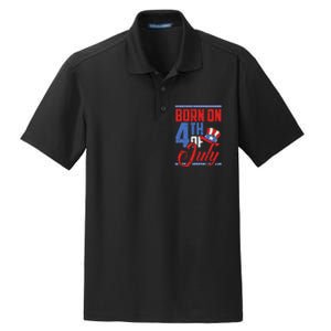 Born On 4th Of July Birthday Cool Patriotic American Dry Zone Grid Polo