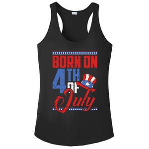 Born On 4th Of July Birthday Cool Patriotic American Ladies PosiCharge Competitor Racerback Tank