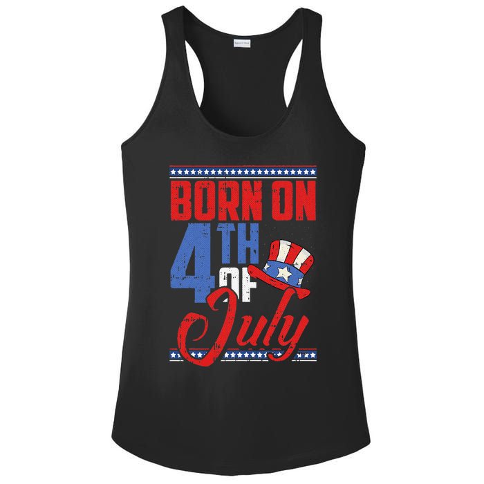 Born On 4th Of July Birthday Cool Patriotic American Ladies PosiCharge Competitor Racerback Tank