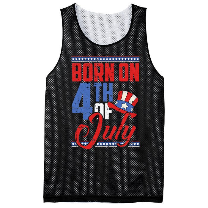 Born On 4th Of July Birthday Cool Patriotic American Mesh Reversible Basketball Jersey Tank