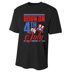 Born On 4th Of July Birthday Cool Patriotic American Performance Sprint T-Shirt