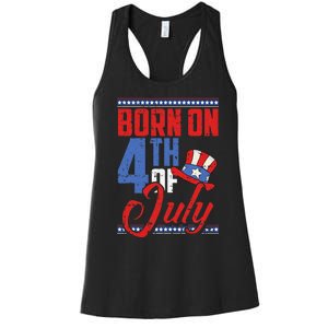 Born On 4th Of July Birthday Cool Patriotic American Women's Racerback Tank