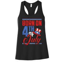 Born On 4th Of July Birthday Cool Patriotic American Women's Racerback Tank