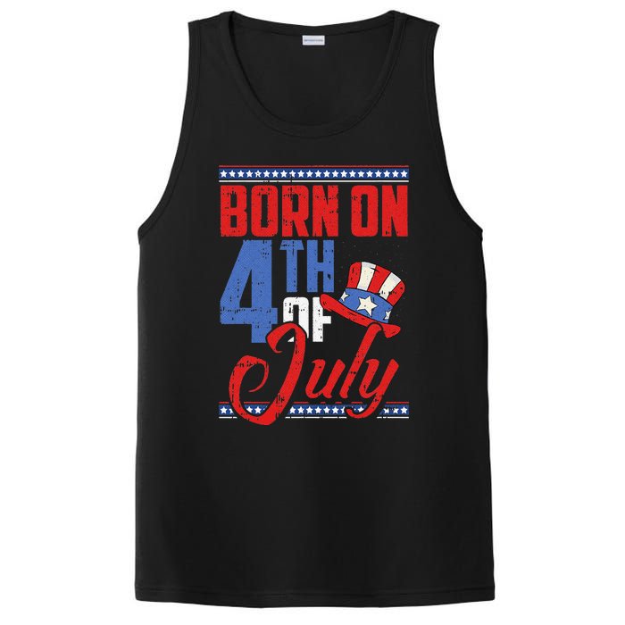 Born On 4th Of July Birthday Cool Patriotic American PosiCharge Competitor Tank