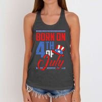 Born On 4th Of July Birthday Cool Patriotic American Women's Knotted Racerback Tank