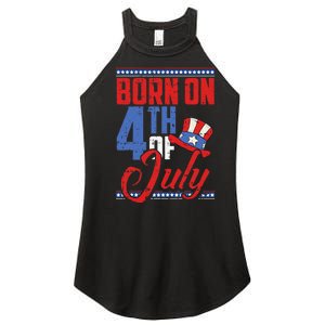 Born On 4th Of July Birthday Cool Patriotic American Women's Perfect Tri Rocker Tank