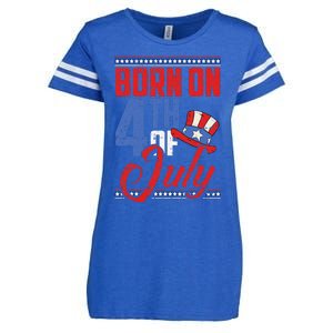 Born On 4th Of July Birthday Cool Patriotic American Enza Ladies Jersey Football T-Shirt