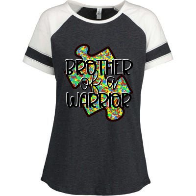 Brother Of A Warrior Autism Awareness Acceptance Gift Enza Ladies Jersey Colorblock Tee